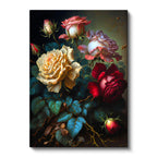 Dikey Kanvas Tablo Klasik Yağlı Boya Görünümlü Güller Çiçek Tablosu Ev Ofis Duvar Dekoru