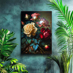 Dikey Kanvas Tablo Klasik Yağlı Boya Görünümlü Güller Çiçek Tablosu Ev Ofis Duvar Dekoru