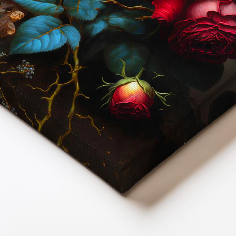 Dikey Kanvas Tablo Klasik Yağlı Boya Görünümlü Güller Çiçek Tablosu Ev Ofis Duvar Dekoru