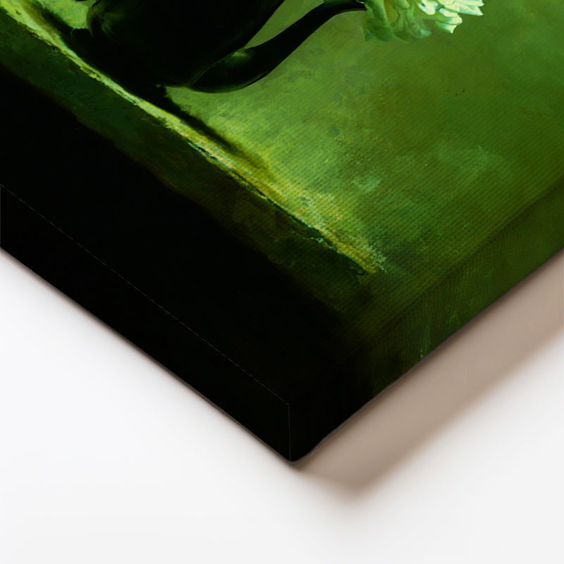 Dikey Kanvas Tablo Siyah Demlikte Beyaz Gül Çiçek Tablosu Ev Ofis Duvar Dekoru