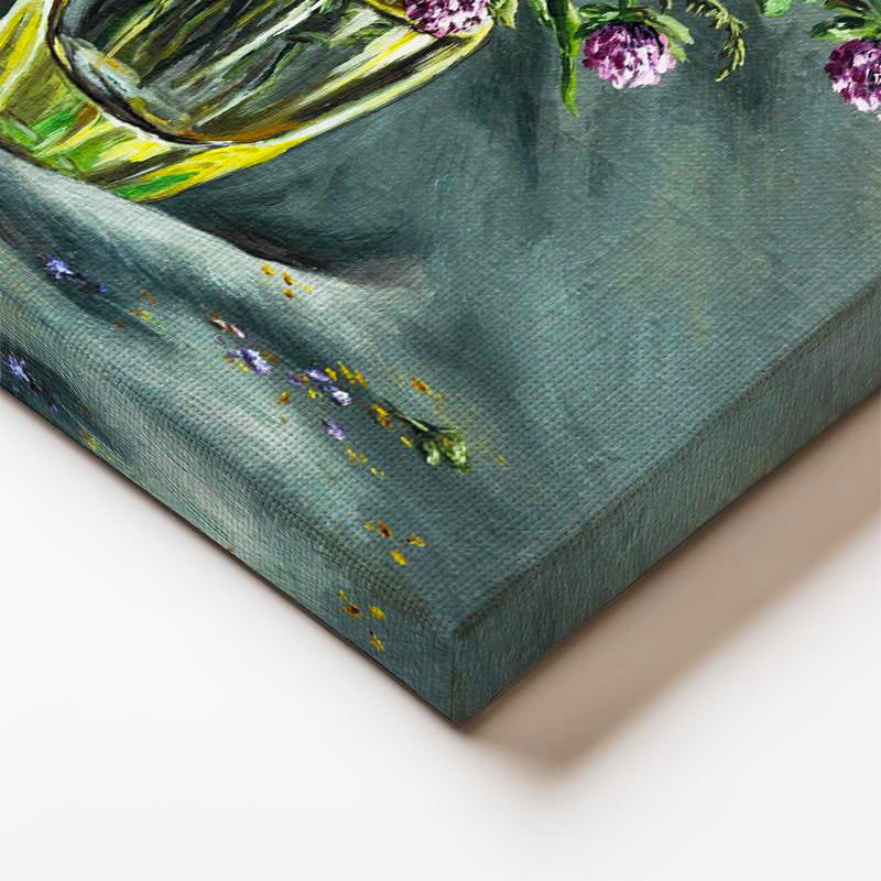 Dikey Kanvas Tablo Cam Vazoda Toplanmış Kır Çiçekleri Çiçek Tablosu Ev Ofis Duvar Dekoru