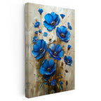 Dikey Kanvas Tablo Canlı Mavi Kır Çiçeği Buketi Çiçek Tablosu Ev Ofis Duvar Dekoru