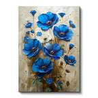 Dikey Kanvas Tablo Canlı Mavi Kır Çiçeği Buketi Çiçek Tablosu Ev Ofis Duvar Dekoru