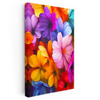 Dikey Kanvas Tablo Rengarenk Kozmos Çiçekleri Deseni Çiçek Tablosu Ev Ofis Duvar Dekoru