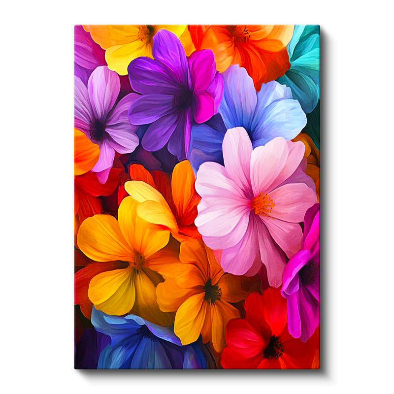 Dikey Kanvas Tablo Rengarenk Kozmos Çiçekleri Deseni Çiçek Tablosu Ev Ofis Duvar Dekoru