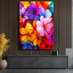 Dikey Kanvas Tablo Rengarenk Kozmos Çiçekleri Deseni Çiçek Tablosu Ev Ofis Duvar Dekoru