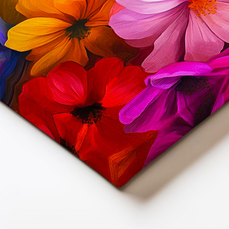 Dikey Kanvas Tablo Rengarenk Kozmos Çiçekleri Deseni Çiçek Tablosu Ev Ofis Duvar Dekoru