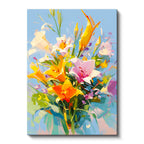 Dikey Kanvas Tablo Soyut Fırça Darbeli Renkli Çiçekler Çiçek Tablosu Ev Ofis Duvar Dekoru