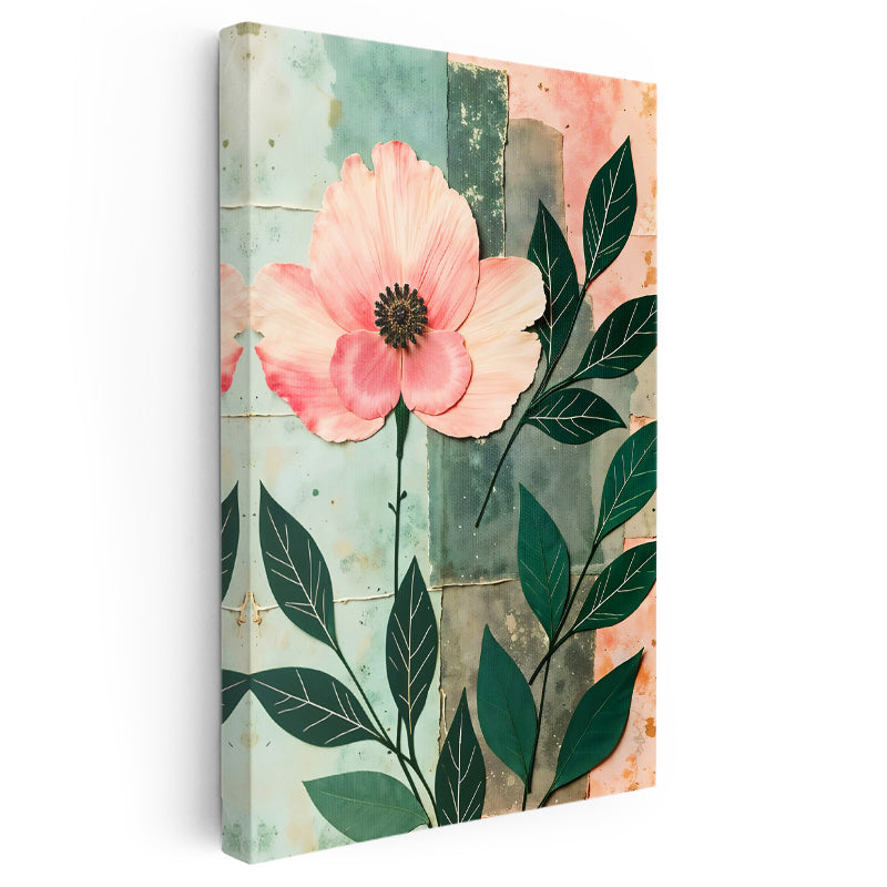 Dikey Kanvas Tablo Tek Büyük Yapraklı Çiçek Çiçek Tablosu Ev Ofis Duvar Dekoru