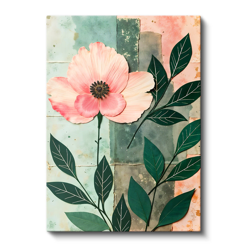 Dikey Kanvas Tablo Tek Büyük Yapraklı Çiçek Çiçek Tablosu Ev Ofis Duvar Dekoru