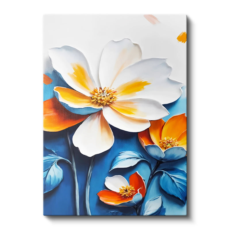 Dikey Kanvas Tablo Kabartma Görünümlü Katmanlı Çiçek Çiçek Tablosu Ev Ofis Duvar Dekoru