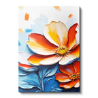Dikey Kanvas Tablo İki Renkli Geniş Yapraklı Çiçek Çiçek Tablosu Ev Ofis Duvar Dekoru