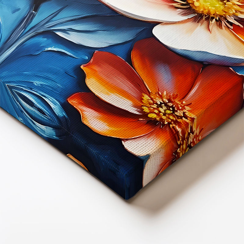 Dikey Kanvas Tablo İki Renkli Geniş Yapraklı Çiçek Çiçek Tablosu Ev Ofis Duvar Dekoru