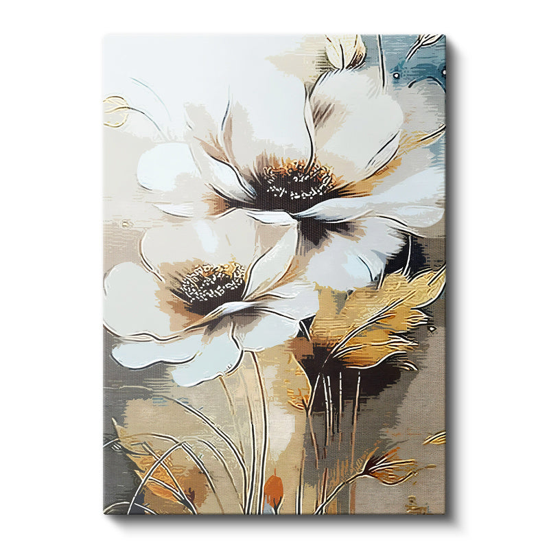 Dikey Kanvas Tablo Sanatsal Fırça Darbeli Çiçek Çiçek Tablosu Ev Ofis Duvar Dekoru