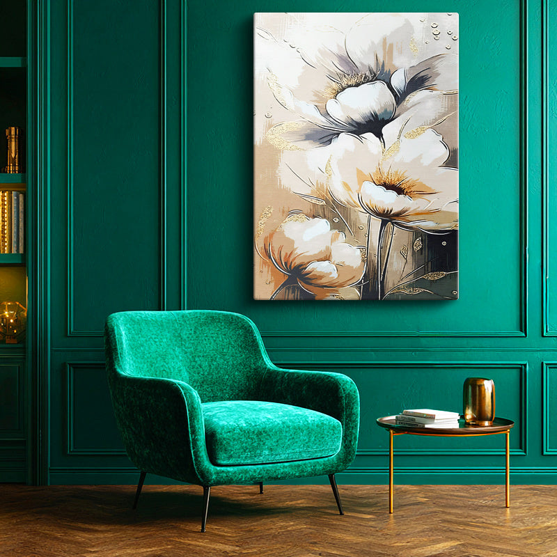 Dikey Kanvas Tablo Soyut Estetik Çiçekler Çiçek Tablosu Ev Ofis Duvar Dekoru