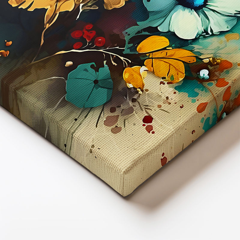 Dikey Kanvas Tablo Soyut Fırça Darbeli Çiçekler Çiçek Tablosu Ev Ofis Duvar Dekoru