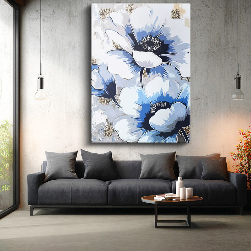 Dikey Kanvas Tablo Geniş Taç Yapraklı Çiçekler Çiçek Tablosu Ev Ofis Duvar Dekoru