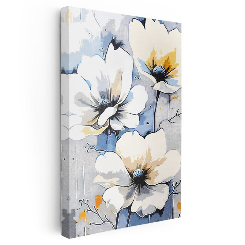 Dikey Kanvas Tablo Yumuşak Geçişli Zarif Çiçekler Çiçek Tablosu Ev Ofis Duvar Dekoru