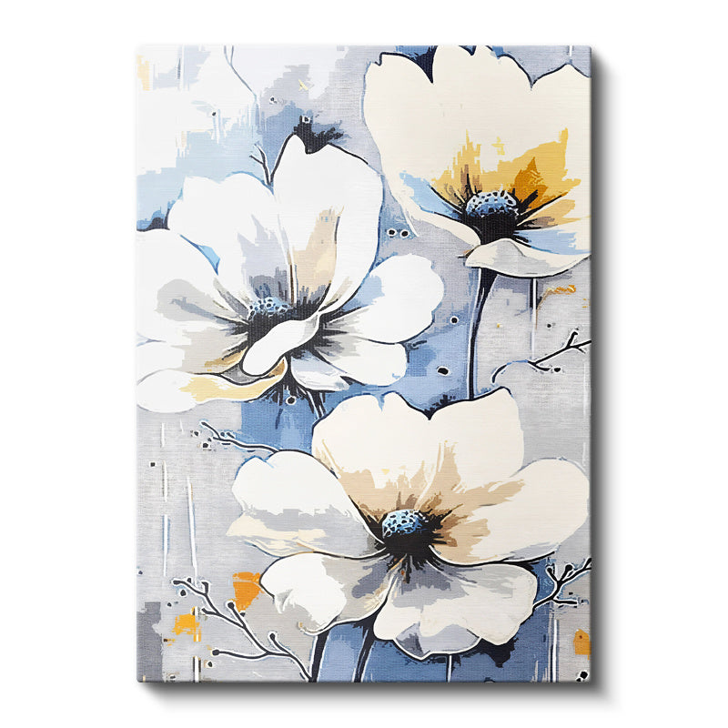 Dikey Kanvas Tablo Yumuşak Geçişli Zarif Çiçekler Çiçek Tablosu Ev Ofis Duvar Dekoru