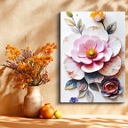 Dikey Kanvas Tablo Katmanlı Tasarım Estetik Çiçekler Çiçek Tablosu Ev Ofis Duvar Dekoru