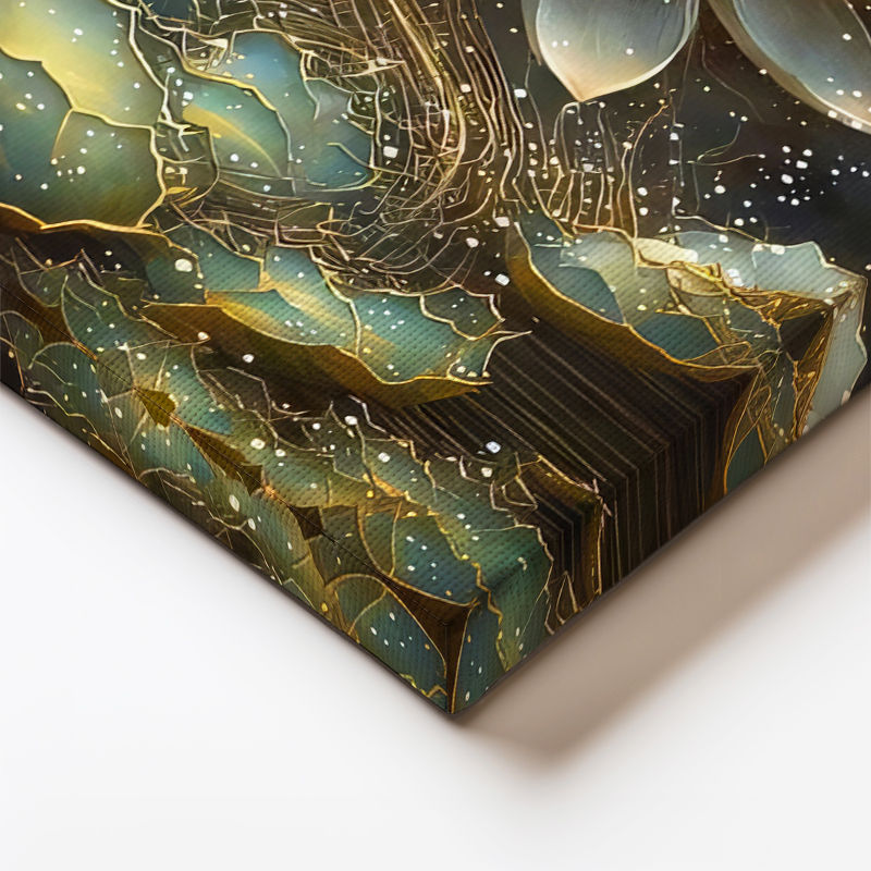 Dikey Kanvas Tablo Parıltı Görünümlü Nilüfer Çiçeği Çiçek Tablosu Ev Ofis Duvar Dekoru