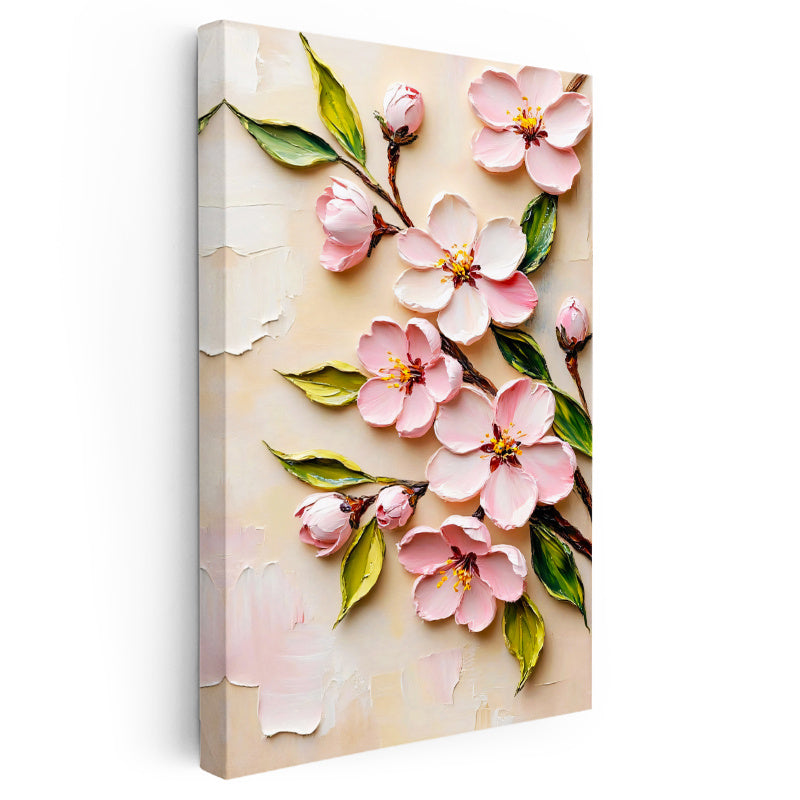 Dikey Kanvas Tablo Palet Bıçağı Teknikli Çiçekler Çiçek Tablosu Ev Ofis Duvar Dekoru