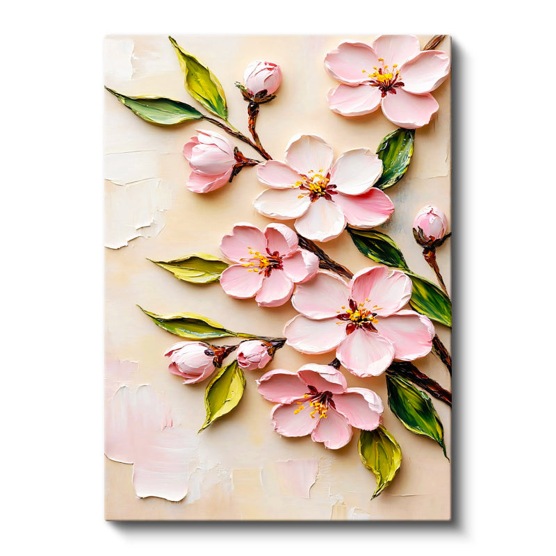 Dikey Kanvas Tablo Palet Bıçağı Teknikli Çiçekler Çiçek Tablosu Ev Ofis Duvar Dekoru