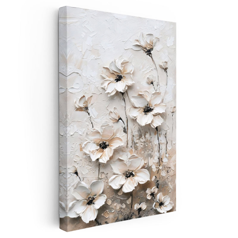 Dikey Kanvas Tablo Soyut Dokulu Büyük Çiçekler Çiçek Tablosu Ev Ofis Duvar Dekoru