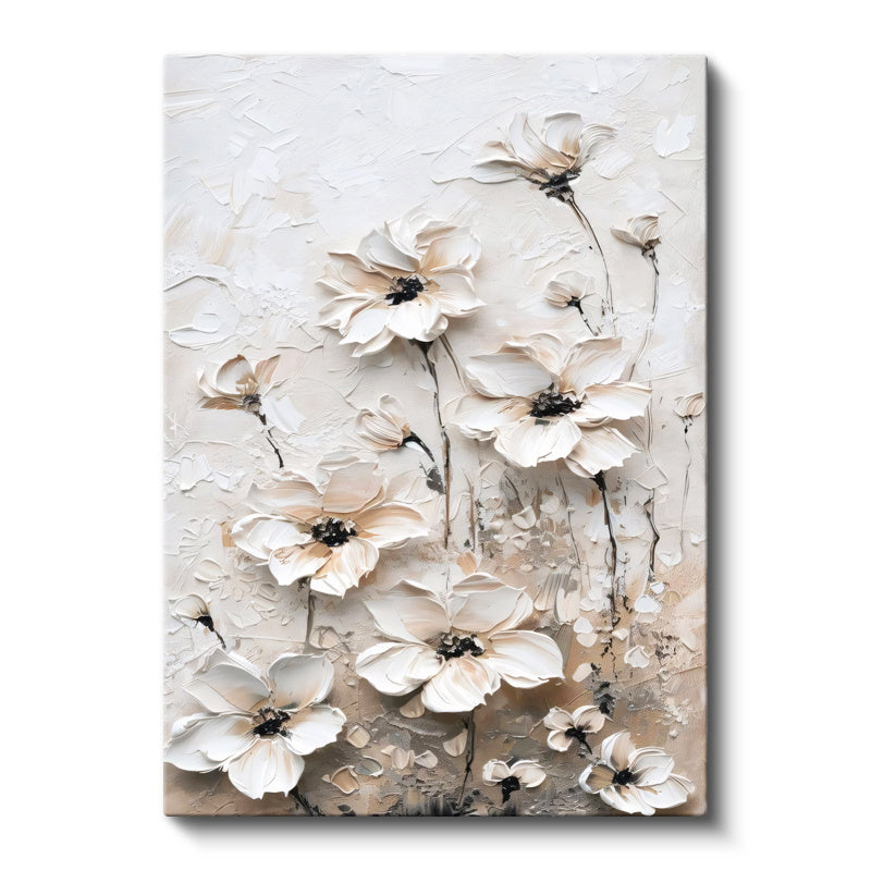Dikey Kanvas Tablo Soyut Dokulu Büyük Çiçekler Çiçek Tablosu Ev Ofis Duvar Dekoru