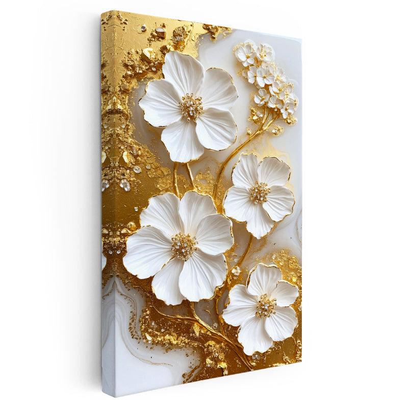 Dikey Kanvas Tablo Belirgin Damar Detaylı Çiçekler Çiçek Tablosu Ev Ofis Duvar Dekoru