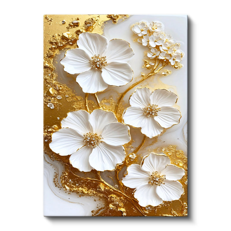 Dikey Kanvas Tablo Belirgin Damar Detaylı Çiçekler Çiçek Tablosu Ev Ofis Duvar Dekoru