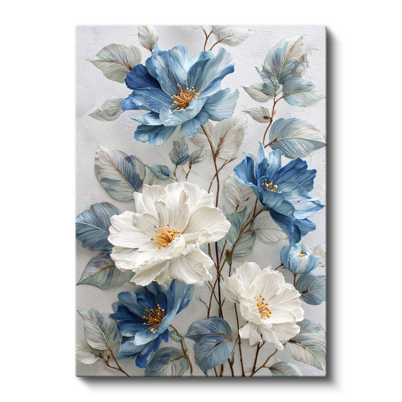 Dikey Kanvas Tablo Dikey Formlu Çiçek Demeti Çiçek Tablosu Ev Ofis Duvar Dekoru