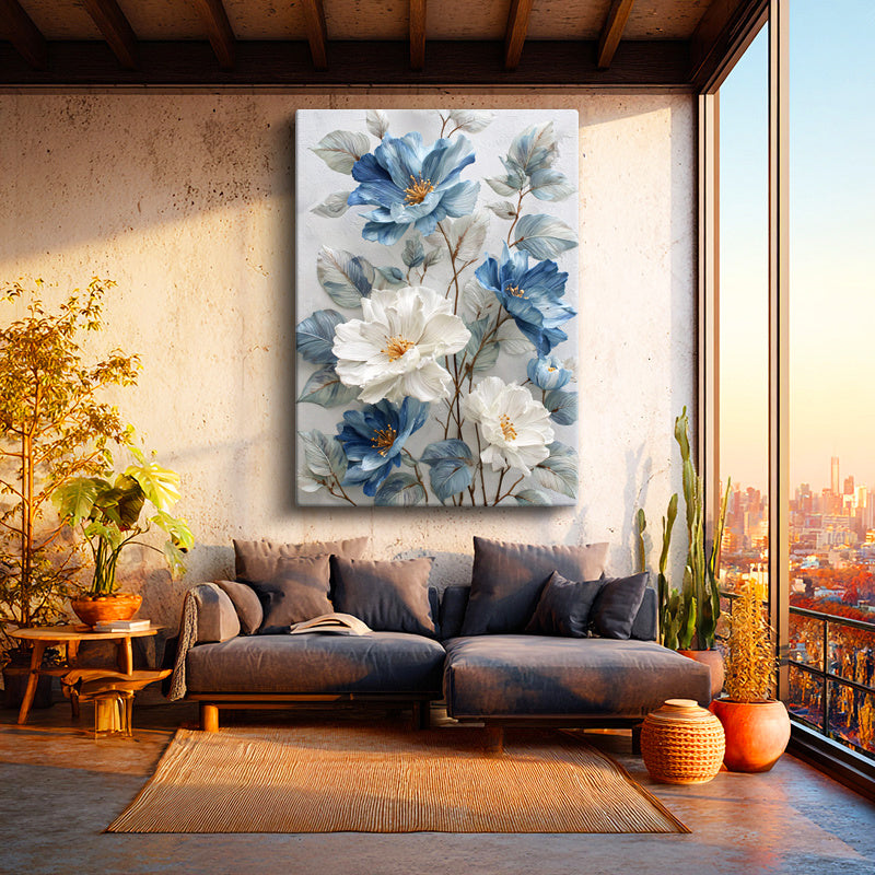 Dikey Kanvas Tablo Dikey Formlu Çiçek Demeti Çiçek Tablosu Ev Ofis Duvar Dekoru