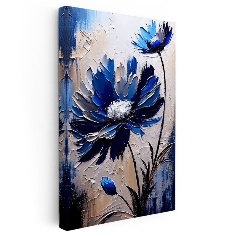 Dikey Kanvas Tablo Spatula Dokulu Büyük Çiçek Çiçek Tablosu Ev Ofis Duvar Dekoru