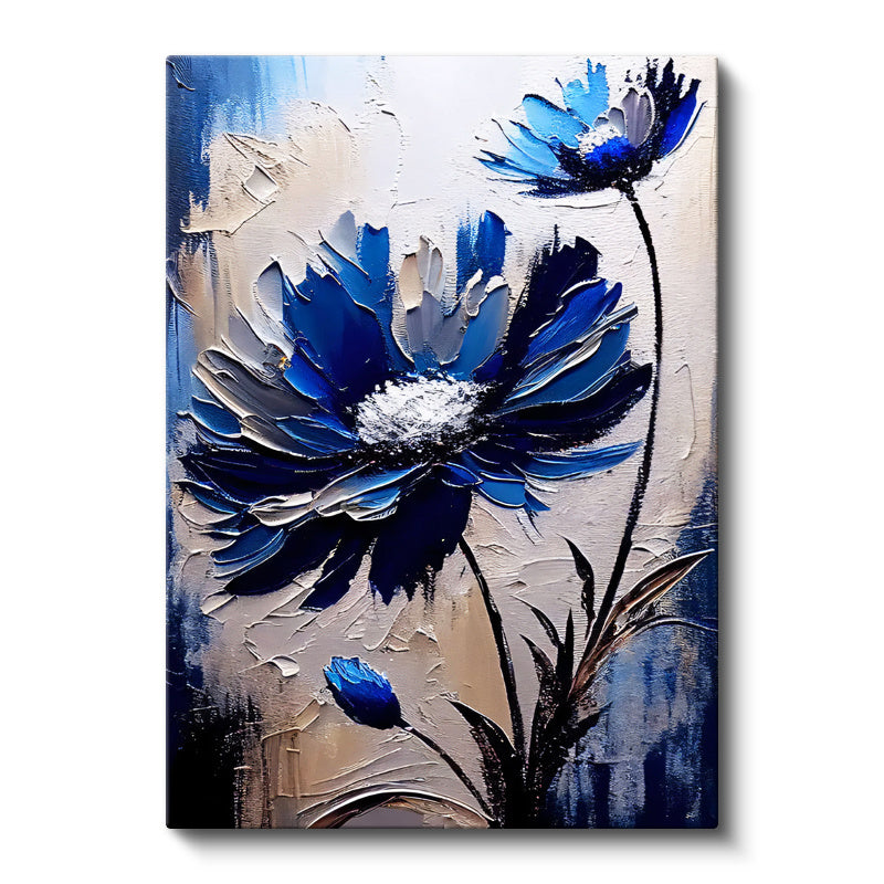 Dikey Kanvas Tablo Spatula Dokulu Büyük Çiçek Çiçek Tablosu Ev Ofis Duvar Dekoru