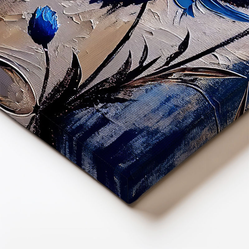 Dikey Kanvas Tablo Spatula Dokulu Büyük Çiçek Çiçek Tablosu Ev Ofis Duvar Dekoru