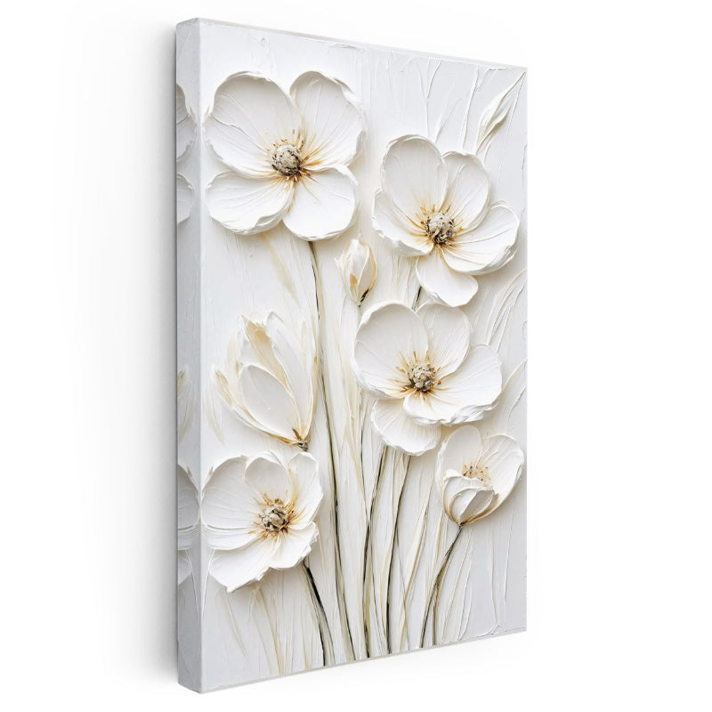 Dikey Kanvas Tablo Sade Dokulu Minimal Çiçekler Çiçek Tablosu Ev Ofis Duvar Dekoru