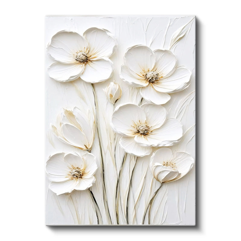 Dikey Kanvas Tablo Sade Dokulu Minimal Çiçekler Çiçek Tablosu Ev Ofis Duvar Dekoru