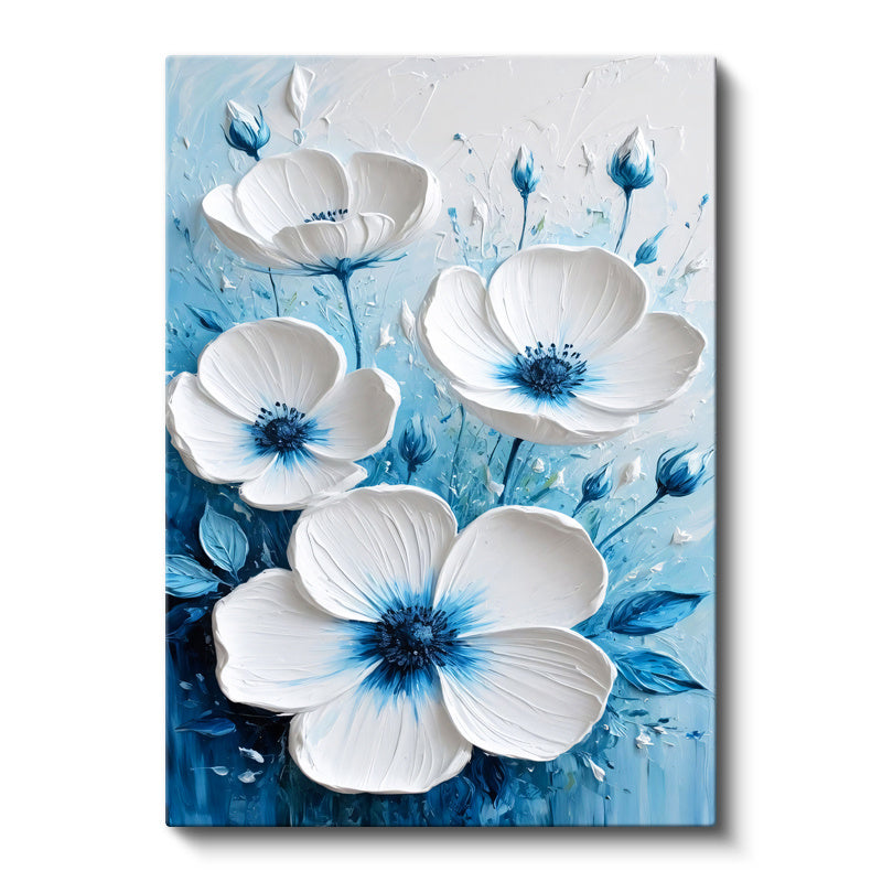 Dikey Kanvas Tablo Belirgin Göbekli Zarif Gelincikler Çiçek Tablosu Ev Ofis Duvar Dekoru