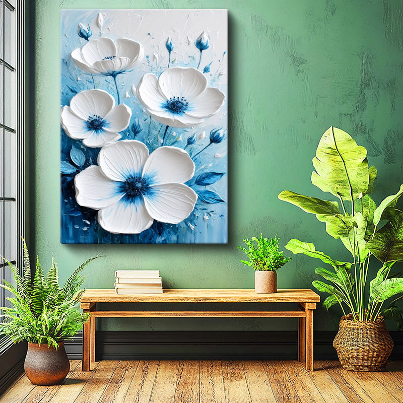 Dikey Kanvas Tablo Belirgin Göbekli Zarif Gelincikler Çiçek Tablosu Ev Ofis Duvar Dekoru