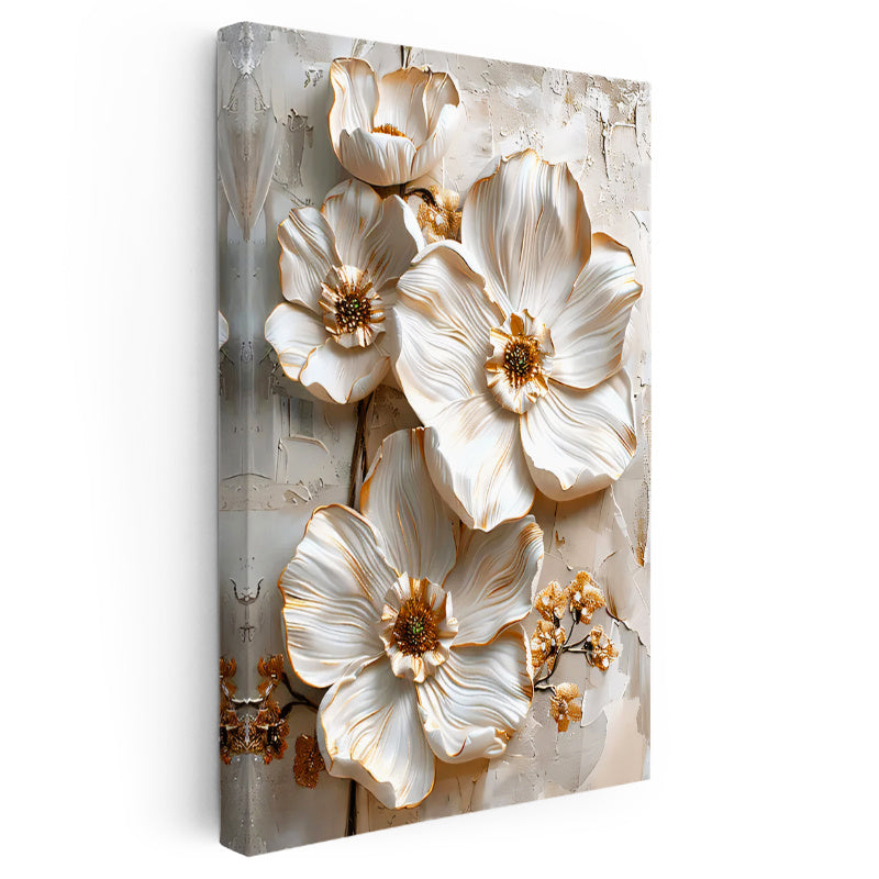 Dikey Kanvas Tablo Parlak Kenarlı Modern Çiçekler Çiçek Tablosu Ev Ofis Duvar Dekoru