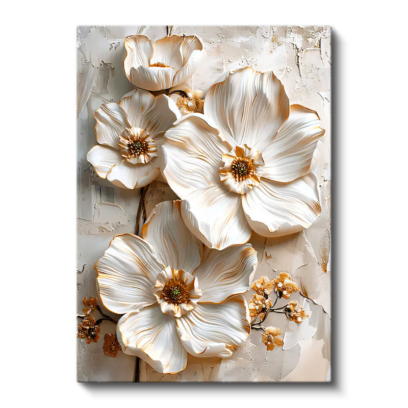 Dikey Kanvas Tablo Parlak Kenarlı Modern Çiçekler Çiçek Tablosu Ev Ofis Duvar Dekoru