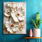 Dikey Kanvas Tablo Parlak Kenarlı Modern Çiçekler Çiçek Tablosu Ev Ofis Duvar Dekoru