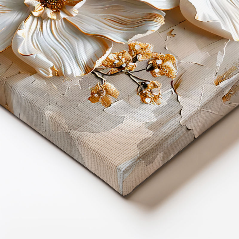 Dikey Kanvas Tablo Parlak Kenarlı Modern Çiçekler Çiçek Tablosu Ev Ofis Duvar Dekoru