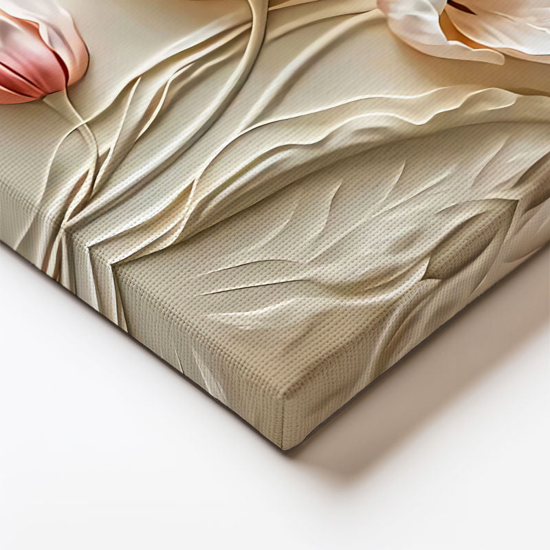 Dikey Kanvas Tablo Yumuşak Hatlı Zarif Laleler Çiçek Tablosu Ev Ofis Duvar Dekoru