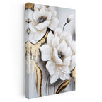 Dikey Kanvas Tablo Sanatsal Dokulu İri Manolyalar Çiçek Tablosu Ev Ofis Duvar Dekoru