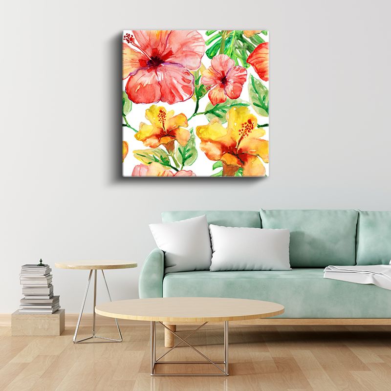 Tropikal Hibiskus - Canlı Renkli Yaz Çiçekleri Kanvas Tablo
