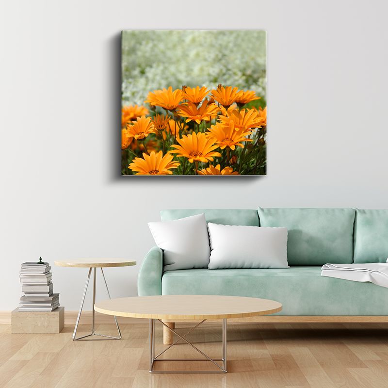 Dağ Yamacı - Pembe Çiçekli Doğa Manzarası Kanvas Tablo