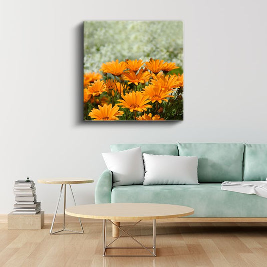 Dağ Yamacı - Pembe Çiçekli Doğa Manzarası Kanvas Tablo