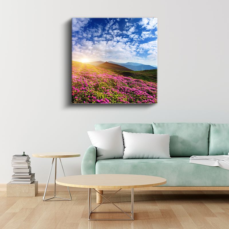 Renkli Laleler - Hasır Sepette Bahar Çiçekleri Kanvas Tablo